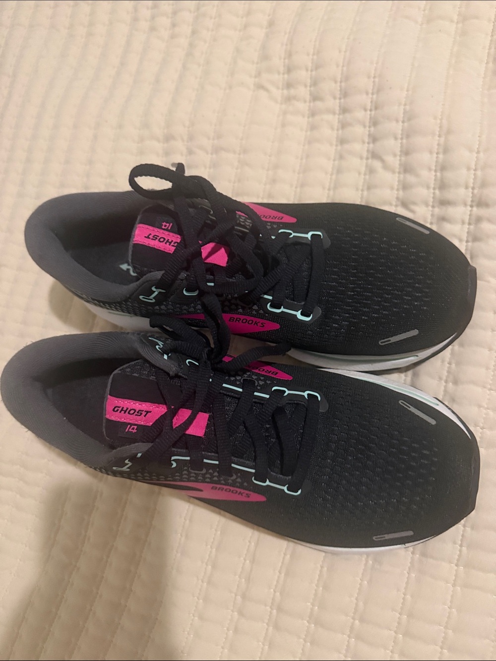 Brooks Ghost Women's Running Shoes in Black with Pink Accents